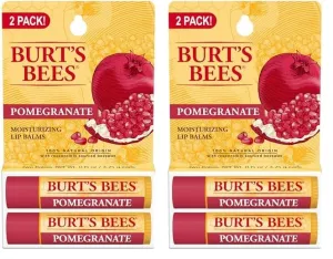 Burt's Bees Lip Balm Easter Basket Stuffers - Pomegranate, Lip Moisturizer With Responsibly Sourced Beeswax, Tint-Free, Natural Conditioning Lip Treatment, 2 Tubes, 0.15 oz. (Pack of 2)
