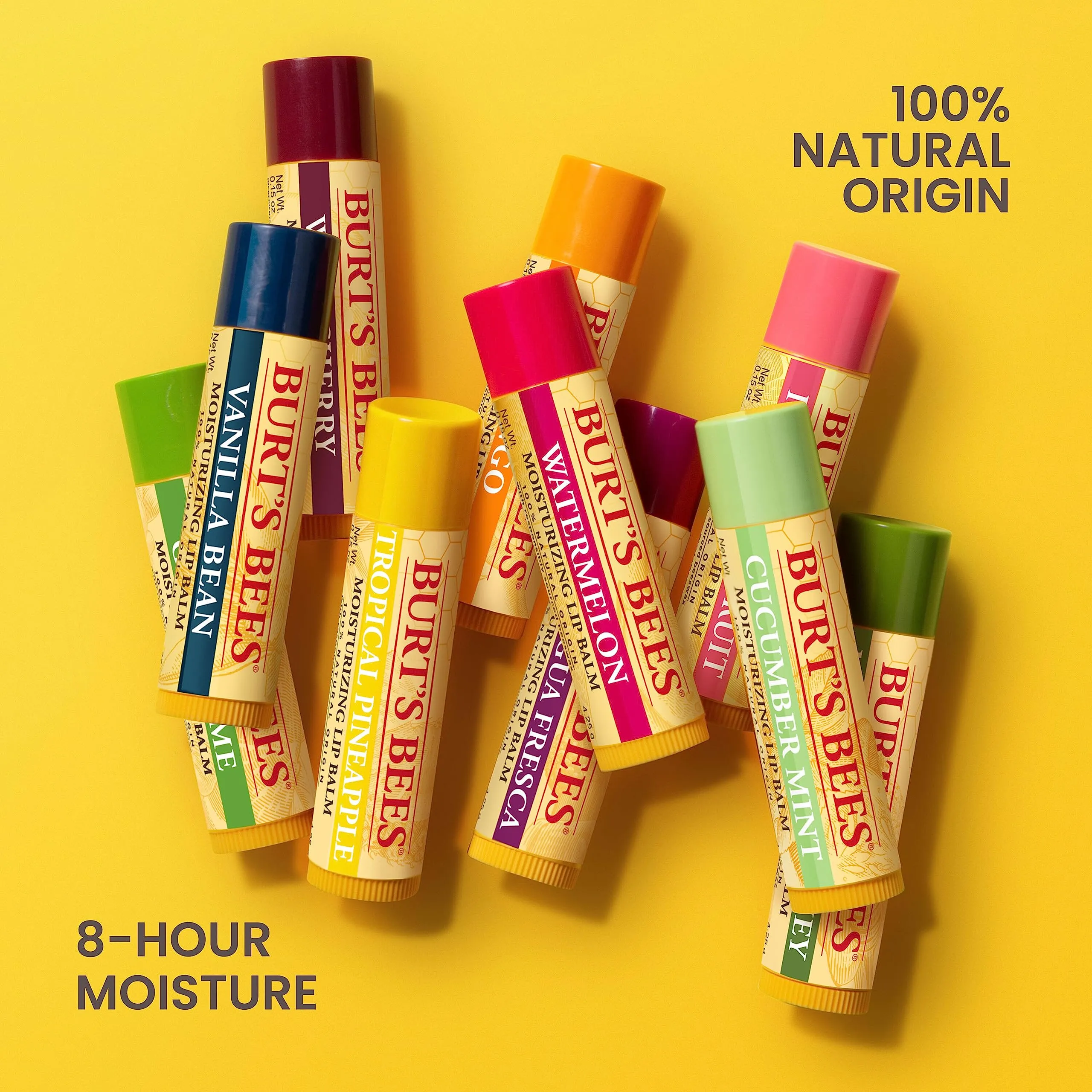 Burt's Bees Lip Balm Easter Basket Stuffers - Pomegranate, Lip Moisturizer With Responsibly Sourced Beeswax, Tint-Free, Natural Conditioning Lip Treatment, 2 Tubes, 0.15 oz. (Pack of 2)