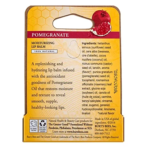 Burt's Bees Lip Balm, Pomegranate Oil, 0.15 Ounce (Pack of 5)