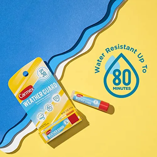 Carmex Weather Guard Moisturizing Lip Balm Stick with SPF 30, 0.15 Oz, 2 Pack