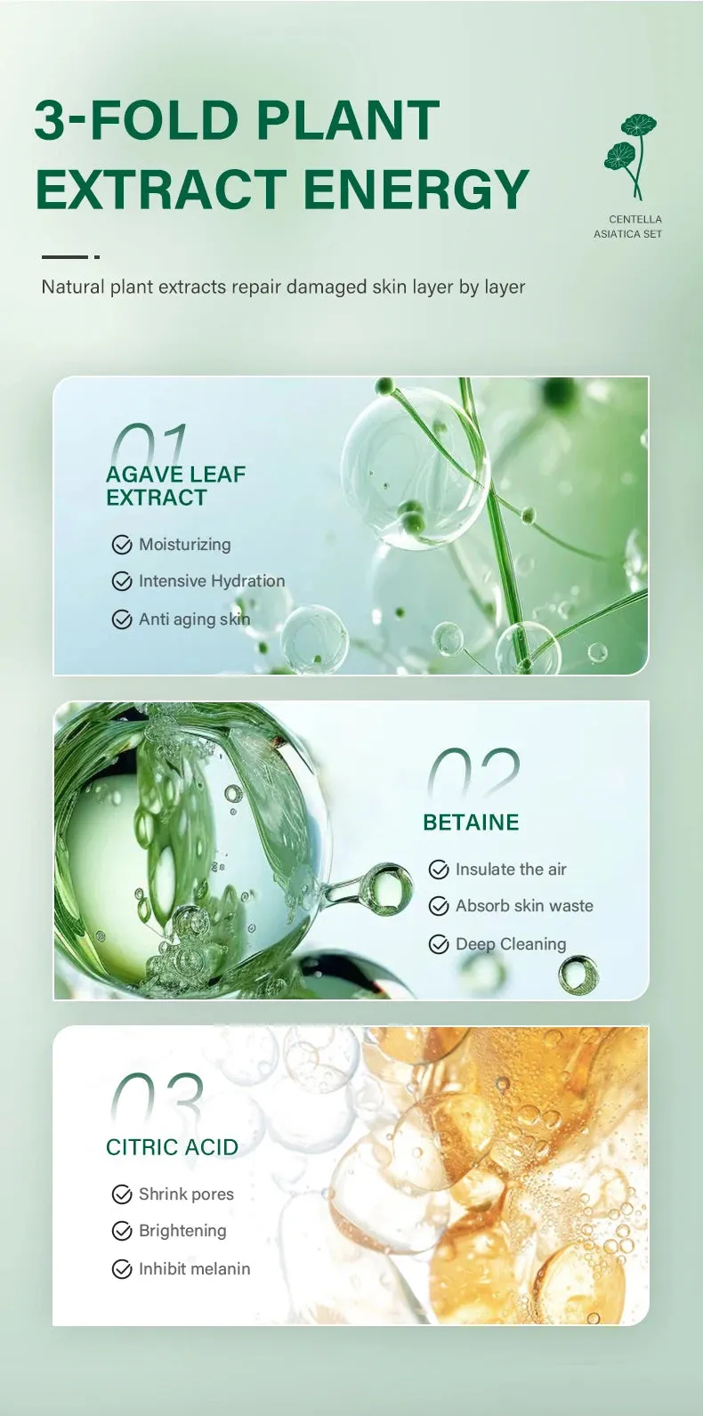 Centella Skin Care Set - Korean Skincare Kit for Moisturizing and Anti-Aging