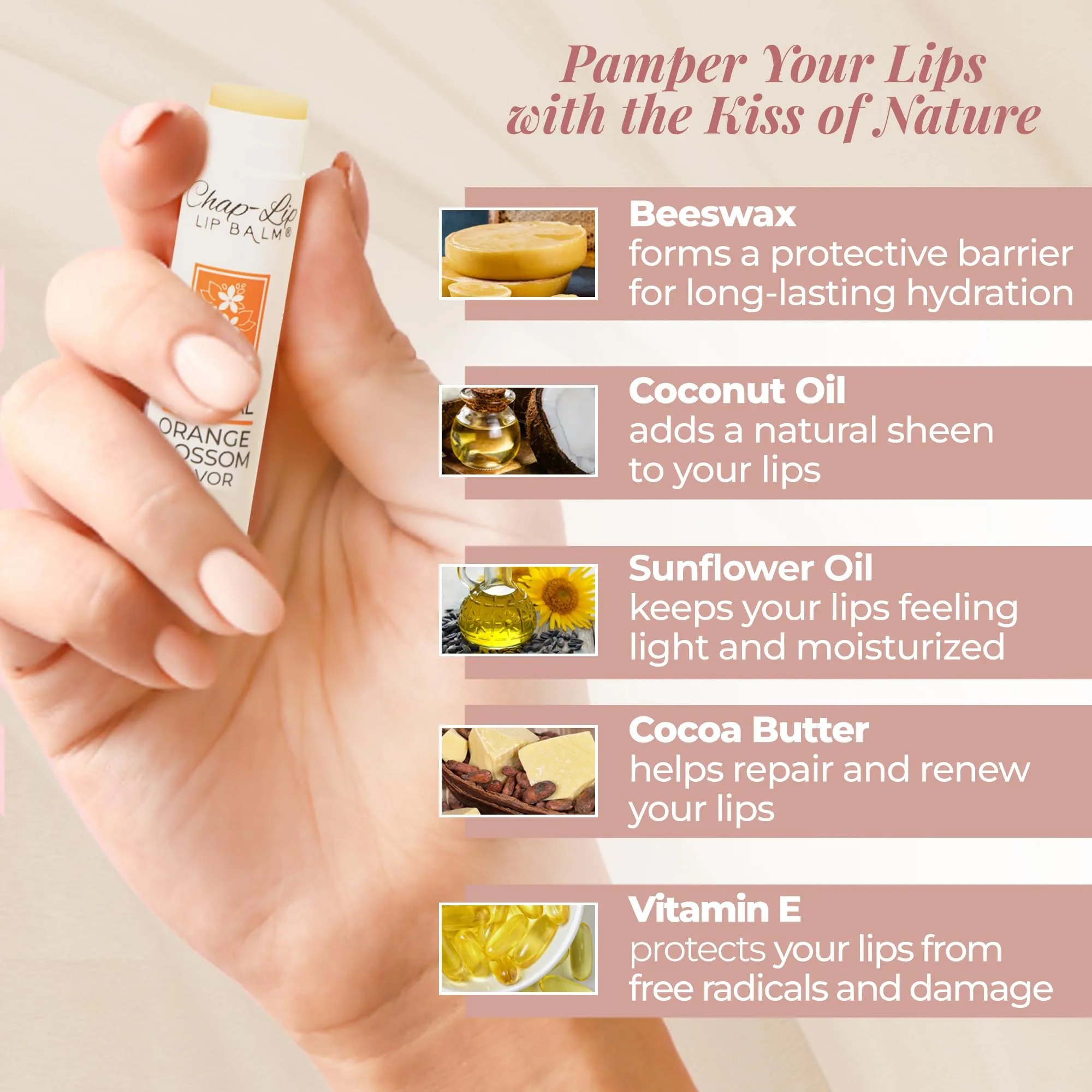 Chap-Lip Lip Balm 100% Natural Lip Balm Set, Hydrating and Moisturizing Beeswax Natural Flavor Assortment, Lip Moisturizer for Dry Lips, Cocoa Butter, Petroleum Free, 24 Count, 2Pack