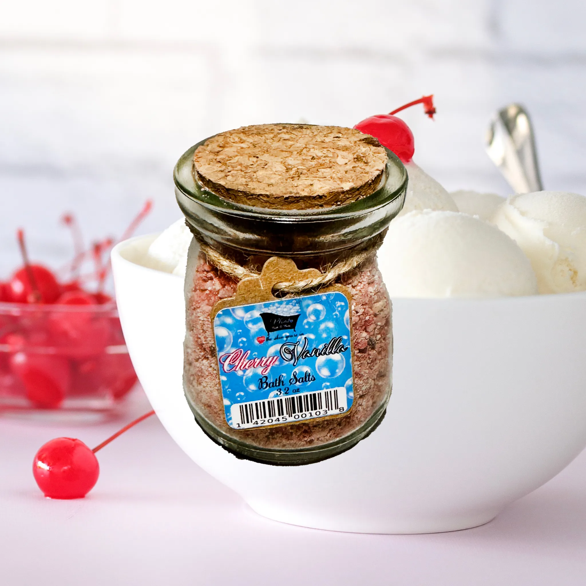 Cherry Vanilla Natural Bath Salts Kaolin Avocado Sea Salt Bath Soak 3.5 oz