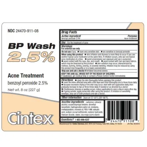 Cintex Benzoyl Peroxide 2.5% Acne Face Wash 8 oz (Rx)