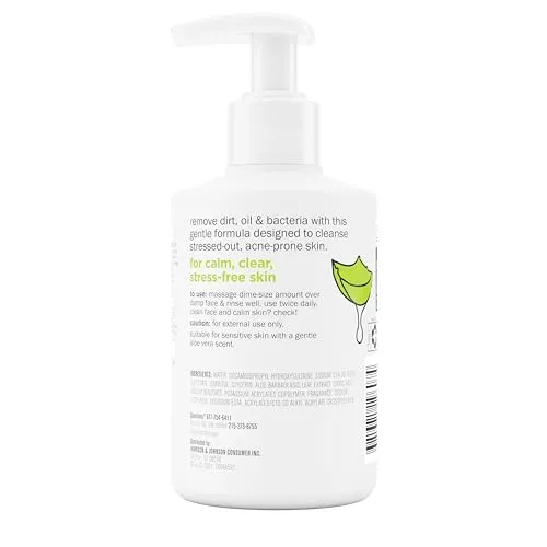 Clean & Clear Aloe Vera Gentle Facial Cleanser for Acne-Prone & Sensitive Skin, Oil-Free Daily Face Wash with Aloe Vera, Vegan, No Animal Testing, Paraben-, Soap- & Dye-Free, 7.5 fl. oz