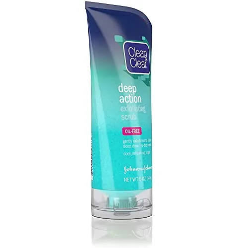 Clean & Clear Oil-Free Deep Action Exfoliating Facial Cleanser with Pro-Vitamin B5, Gentle Exfoliating Daily Face Wash Cleans Deep for Soft, Smooth, Hydrated Skin, Paraben-Free, 5 fl. oz