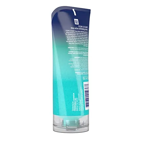 Clean & Clear Oil-Free Deep Action Exfoliating Facial Cleanser with Pro-Vitamin B5, Gentle Exfoliating Daily Face Wash Cleans Deep for Soft, Smooth, Hydrated Skin, Paraben-Free, 5 fl. oz