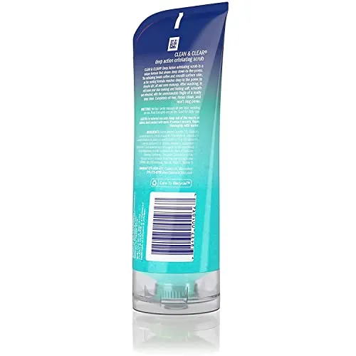 Clean & Clear Oil-Free Deep Action Exfoliating Facial Cleanser with Pro-Vitamin B5, Gentle Exfoliating Daily Face Wash Cleans Deep for Soft, Smooth, Hydrated Skin, Paraben-Free, 5 fl. oz