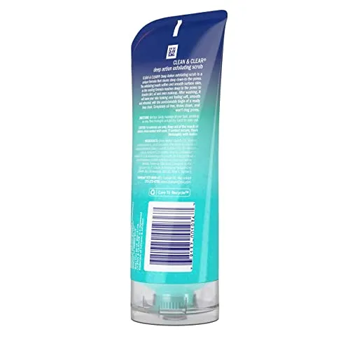 Clean & Clear Oil-Free Deep Action Exfoliating Facial Cleanser with Pro-Vitamin B5, Gentle Exfoliating Daily Face Wash Cleans Deep for Soft, Smooth, Hydrated Skin, Paraben-Free, 5 fl. oz