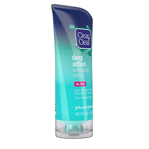 Clean & Clear Oil-Free Deep Action Exfoliating Facial Cleanser with Pro-Vitamin B5, Gentle Exfoliating Daily Face Wash Cleans Deep for Soft, Smooth, Hydrated Skin, Paraben-Free, 5 fl. oz