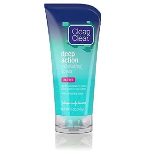 Clean & Clear Oil-Free Deep Action Exfoliating Facial Cleanser with Pro-Vitamin B5, Gentle Exfoliating Daily Face Wash Cleans Deep for Soft, Smooth, Hydrated Skin, Paraben-Free, 5 fl. oz