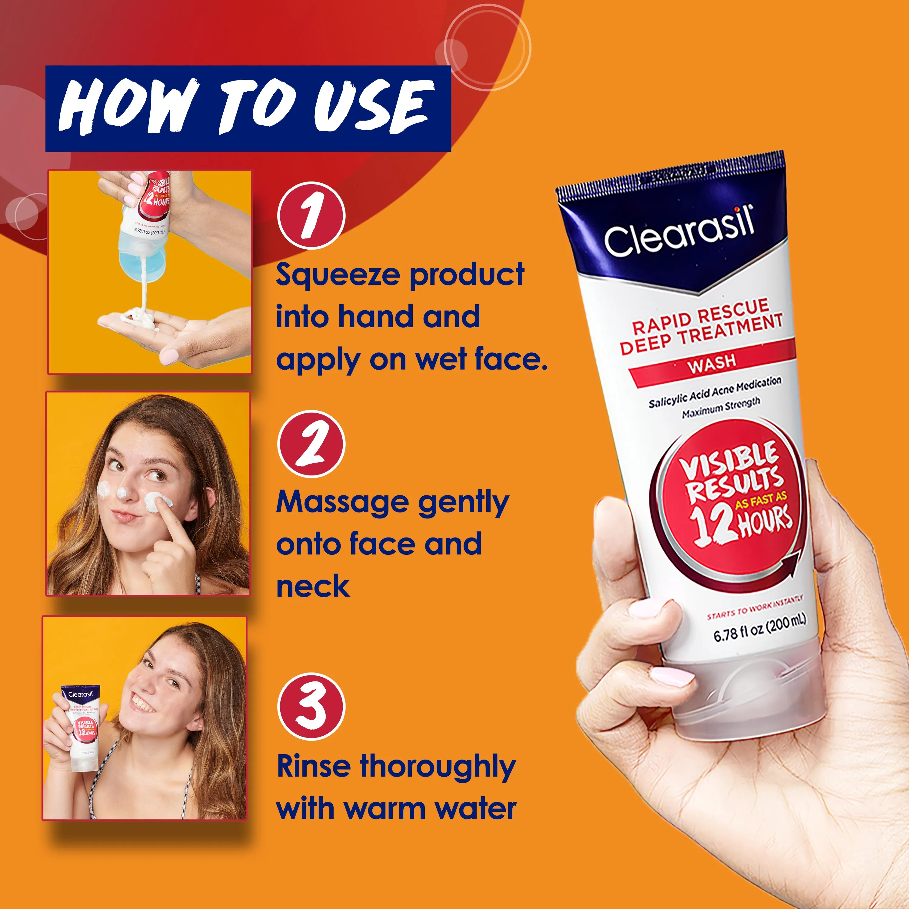 Clearasil Rapid Rescue Deep Treatment Wash, Normal to Oily Skin, 6.78 fl oz