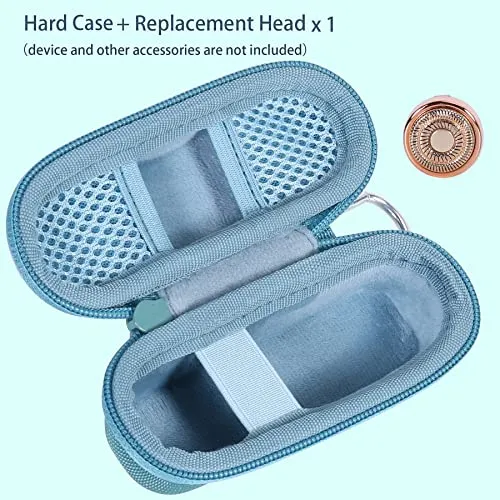 co2CREA Hard Case and Replacement Head Compatible with Finishing Touch Flawless Facial Hair Remover Electric Face Razor Women (Parisian Blue Case   Replacement Head)