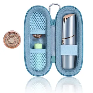 co2CREA Hard Case and Replacement Head Compatible with Finishing Touch Flawless Facial Hair Remover Electric Face Razor Women (Parisian Blue Case   Replacement Head)