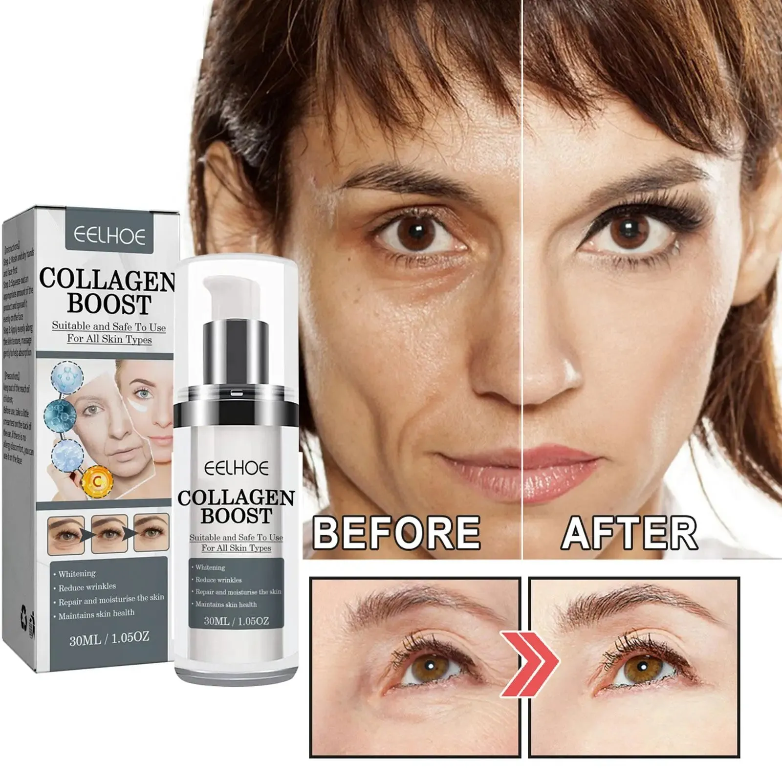 Collagen Boost Serum: Anti-Aging, Dark Spot Corrector, Wrinkle Cream for Women's Face Skin Care.