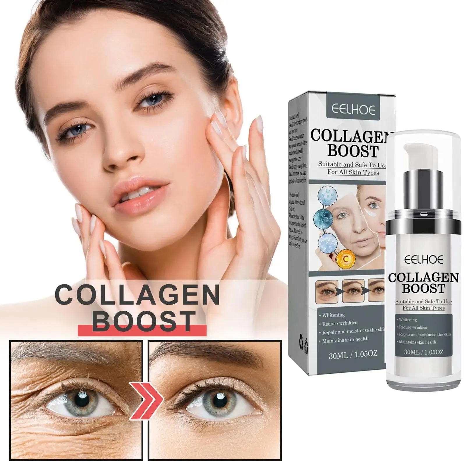 Collagen Boost Serum: Anti-Aging, Dark Spot Corrector, Wrinkle Cream for Women's Face Skin Care.
