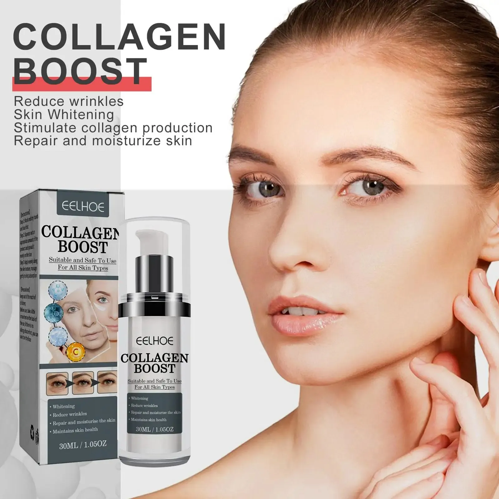 Collagen Boost Serum: Anti-Aging, Dark Spot Corrector, Wrinkle Cream for Women's Face Skin Care.