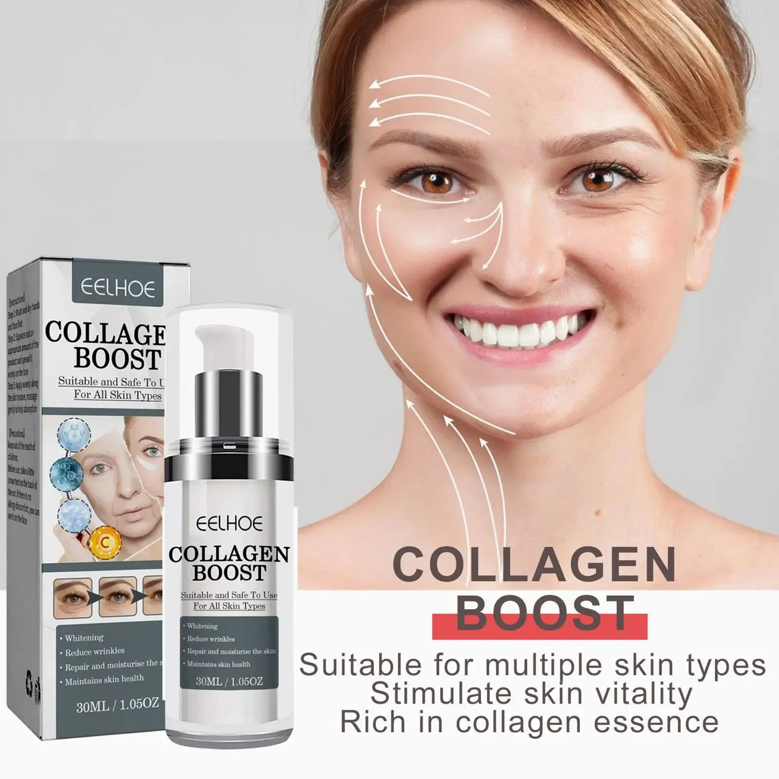 Collagen Boost Serum: Anti-Aging, Dark Spot Corrector, Wrinkle Cream for Women's Face Skin Care.