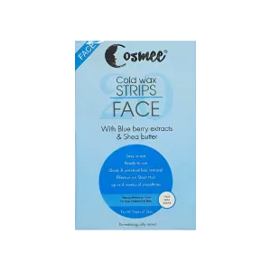 Cosmee Cold Wax Strips Face With Blue Berry Extracts & Shea Butter 10Pcs