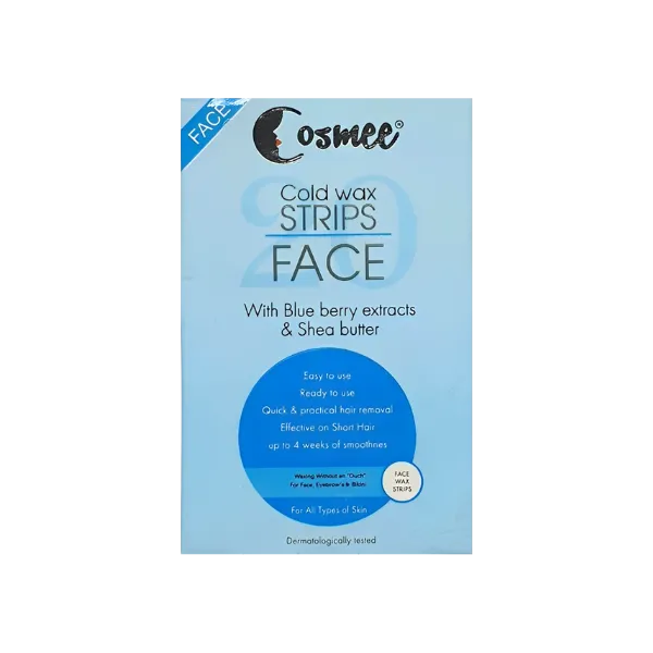 Cosmee Cold Wax Strips Face With Blue Berry Extracts & Shea Butter 10Pcs