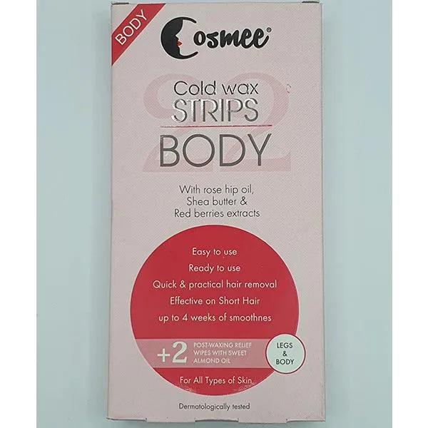COSMEE COLD WAX STRIPS FACE WITH ROSE HIP OIL SHEA BUTTER RED BERRIES FACE WAX STRIPS