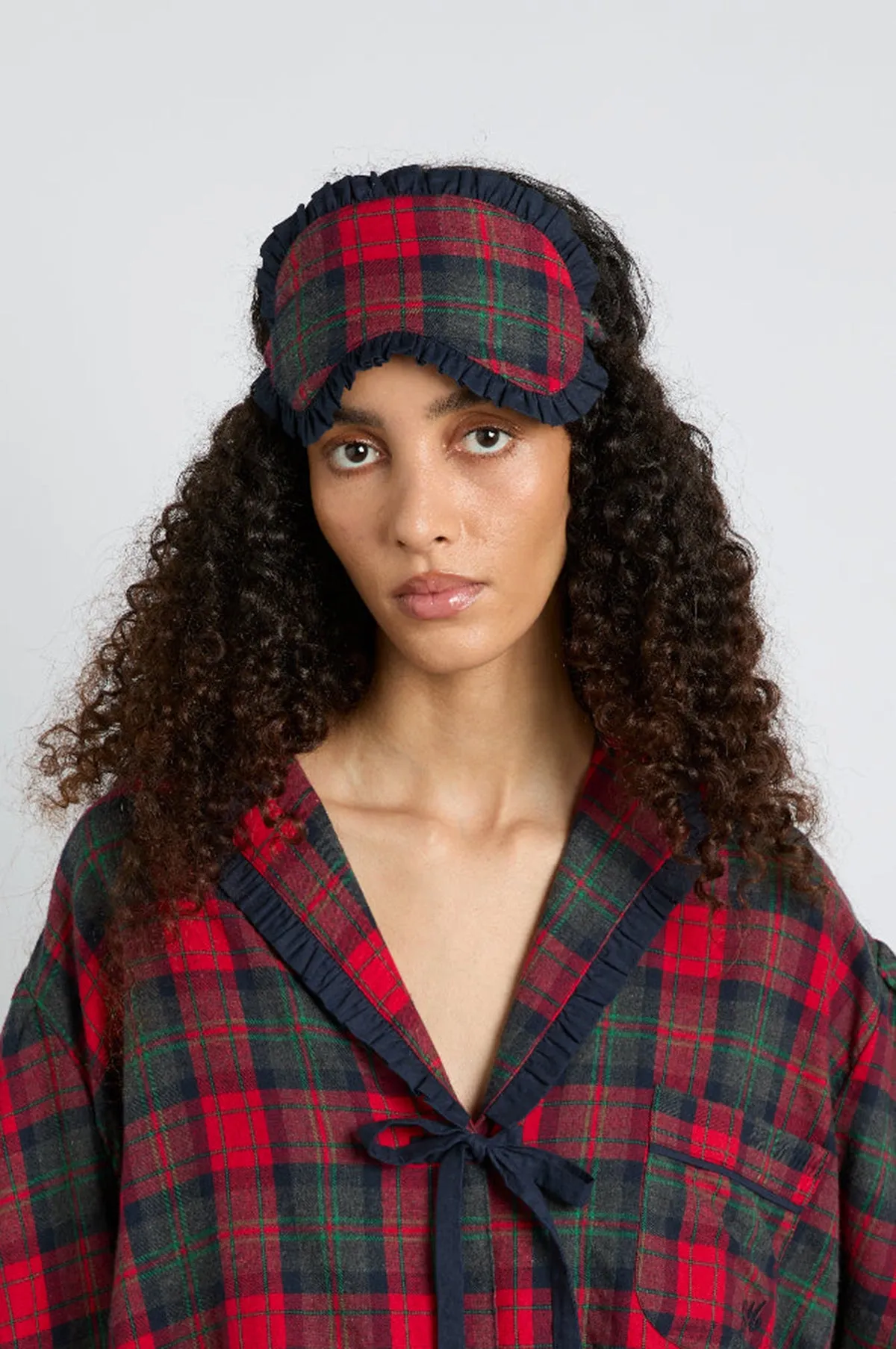 Damson PJ Eye Mask Red Tartan