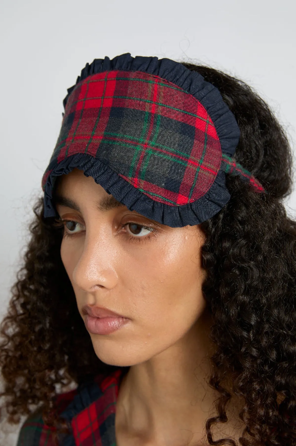 Damson PJ Eye Mask Red Tartan