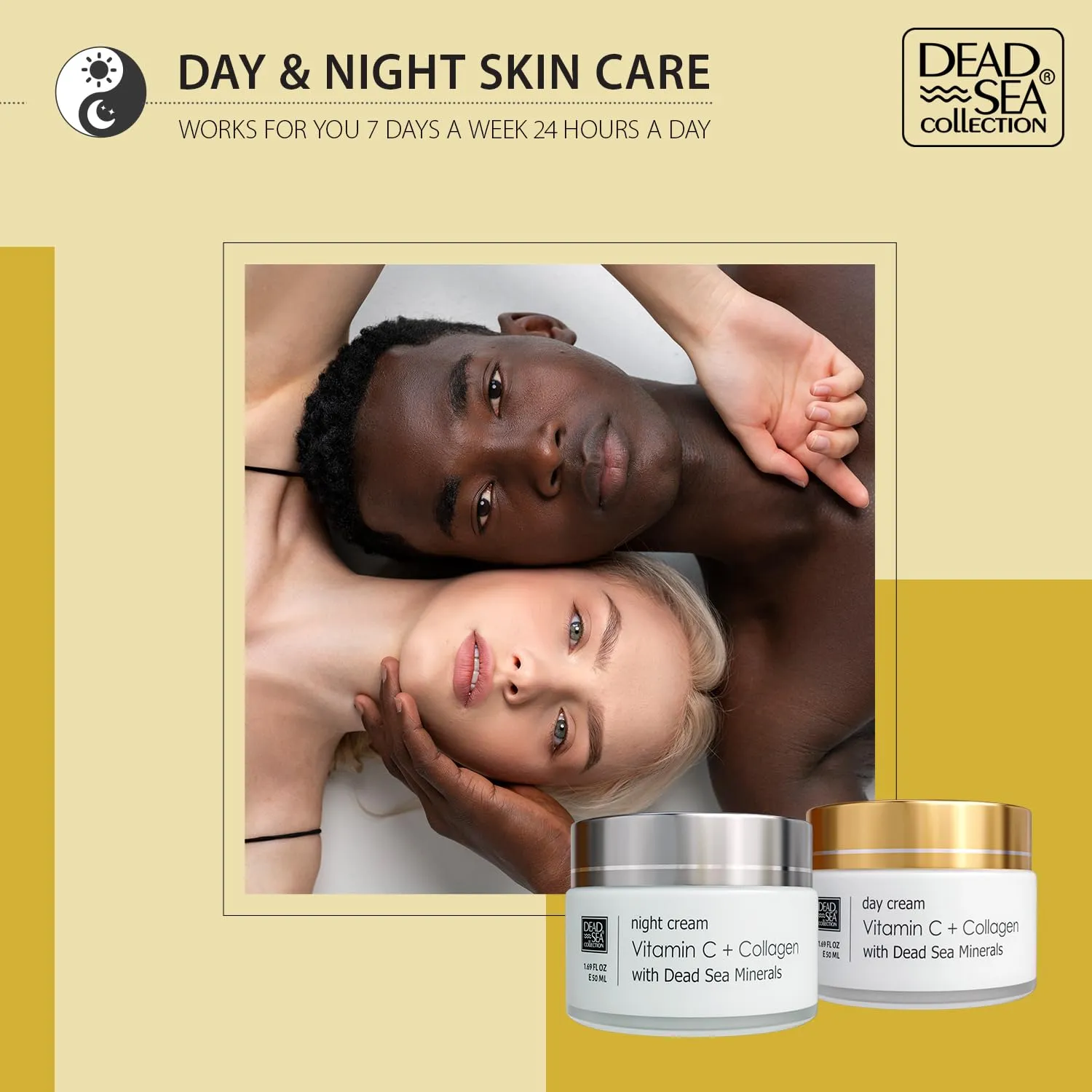 Dead Sea Collection Vitamin C & Collagen Moisturizing Night Cream - Skin-Firming Night Cream enriched with Nourishing Dead Sea Minerals - 1.69 Fl. Oz.