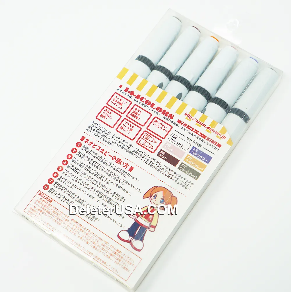 DELETER Neopiko-2 Dual-tipped Alcohol-based Marker - Neopiko Hobby 6 Color Set