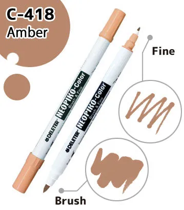 DELETER NEOPIKO-Color Amber (C-418) Alcohol-based Dual Tipped Marker