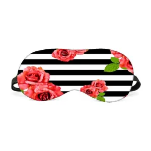 Designer Travel Eye Mask for Sleeping - Flowers with Lines - Made in India