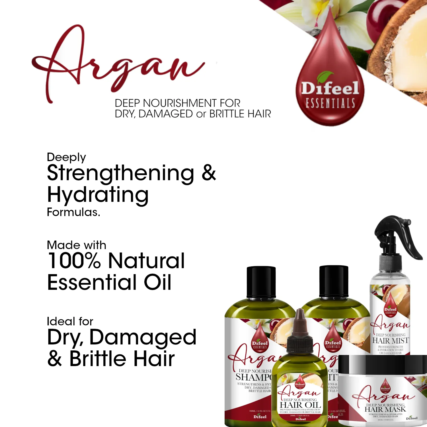 Difeel Essentials Deep Nourishing Argan Hair Mask 8 oz.