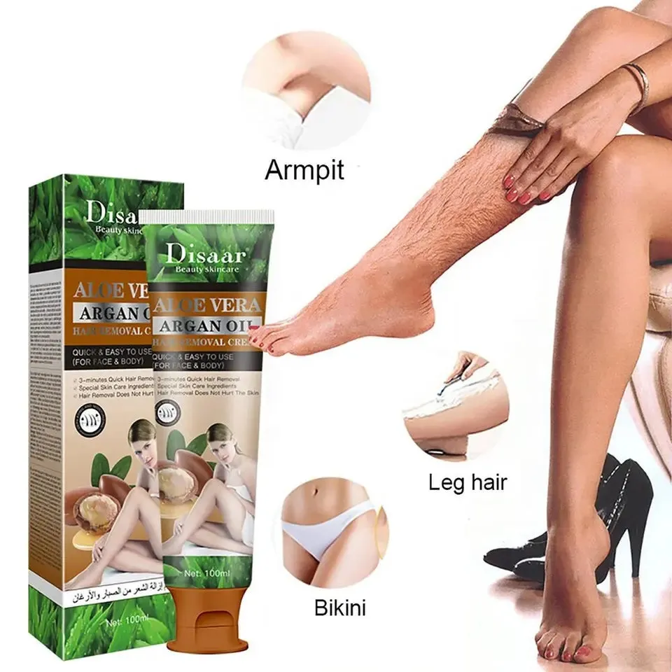 Disaar Aloe Argan Oil Hair Removal Cream Gentle Hair Removal Underarms Thighs Arms Hair Removal Depilation Cream100ML