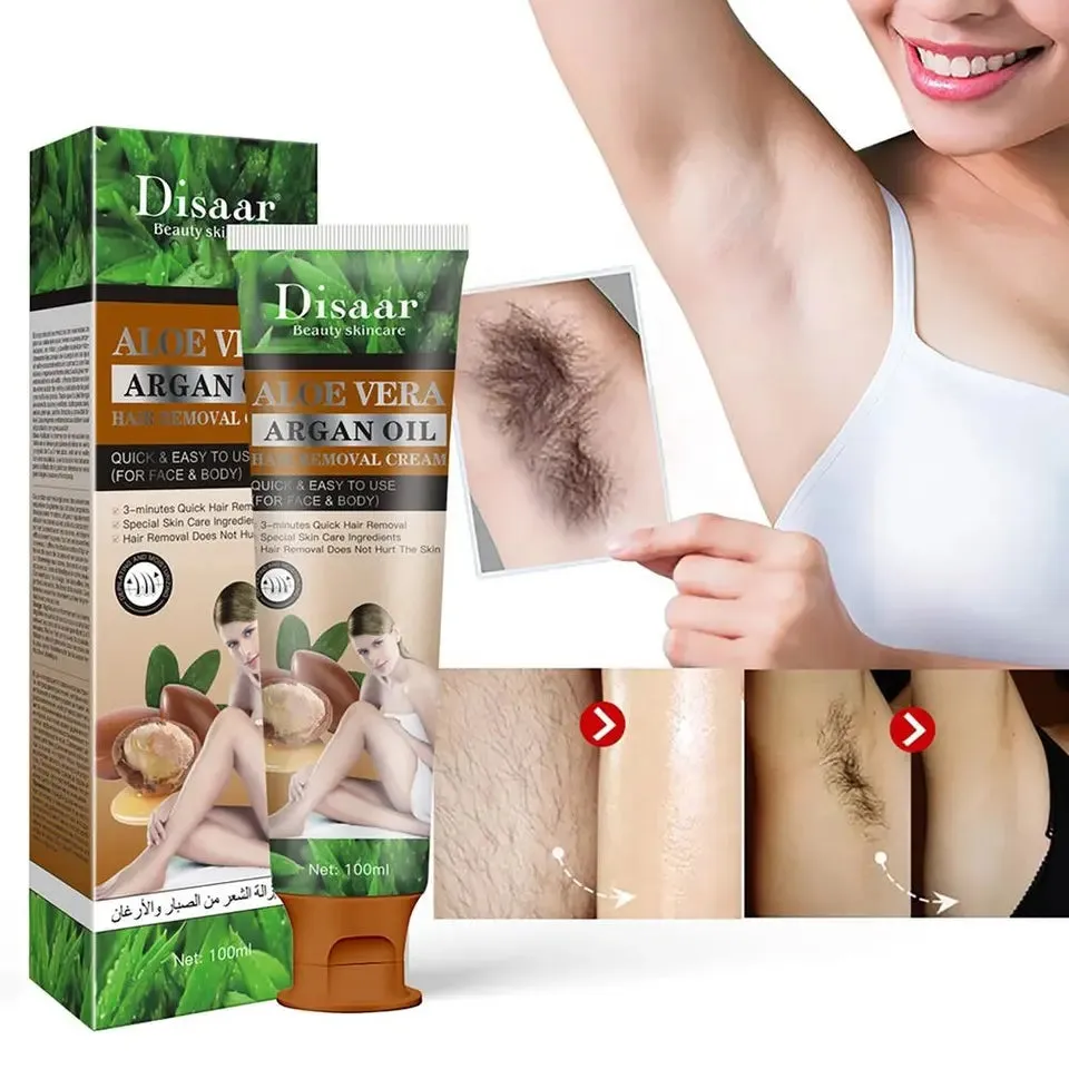 Disaar Aloe Argan Oil Hair Removal Cream Gentle Hair Removal Underarms Thighs Arms Hair Removal Depilation Cream100ML