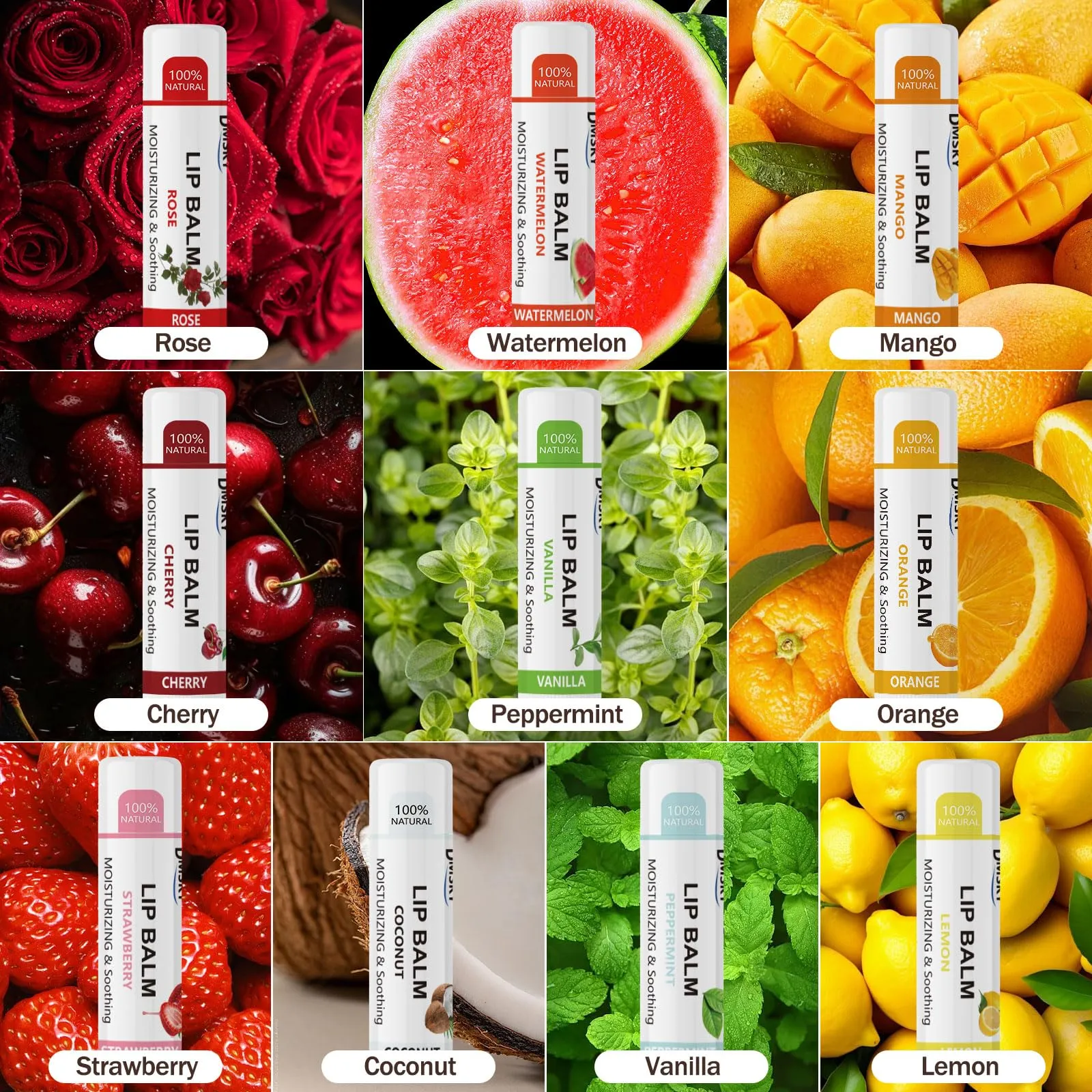 Dmsky Lip Balm Bulk, Fruit Lip Balm Variety Pack, Hydrating Lip Balm for Men Women Kids, 0.15 OZ, 88 count (Pack of 1)