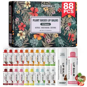 Dmsky Lip Balm Bulk, Fruit Lip Balm Variety Pack, Hydrating Lip Balm for Men Women Kids, 0.15 OZ, 88 count (Pack of 1)