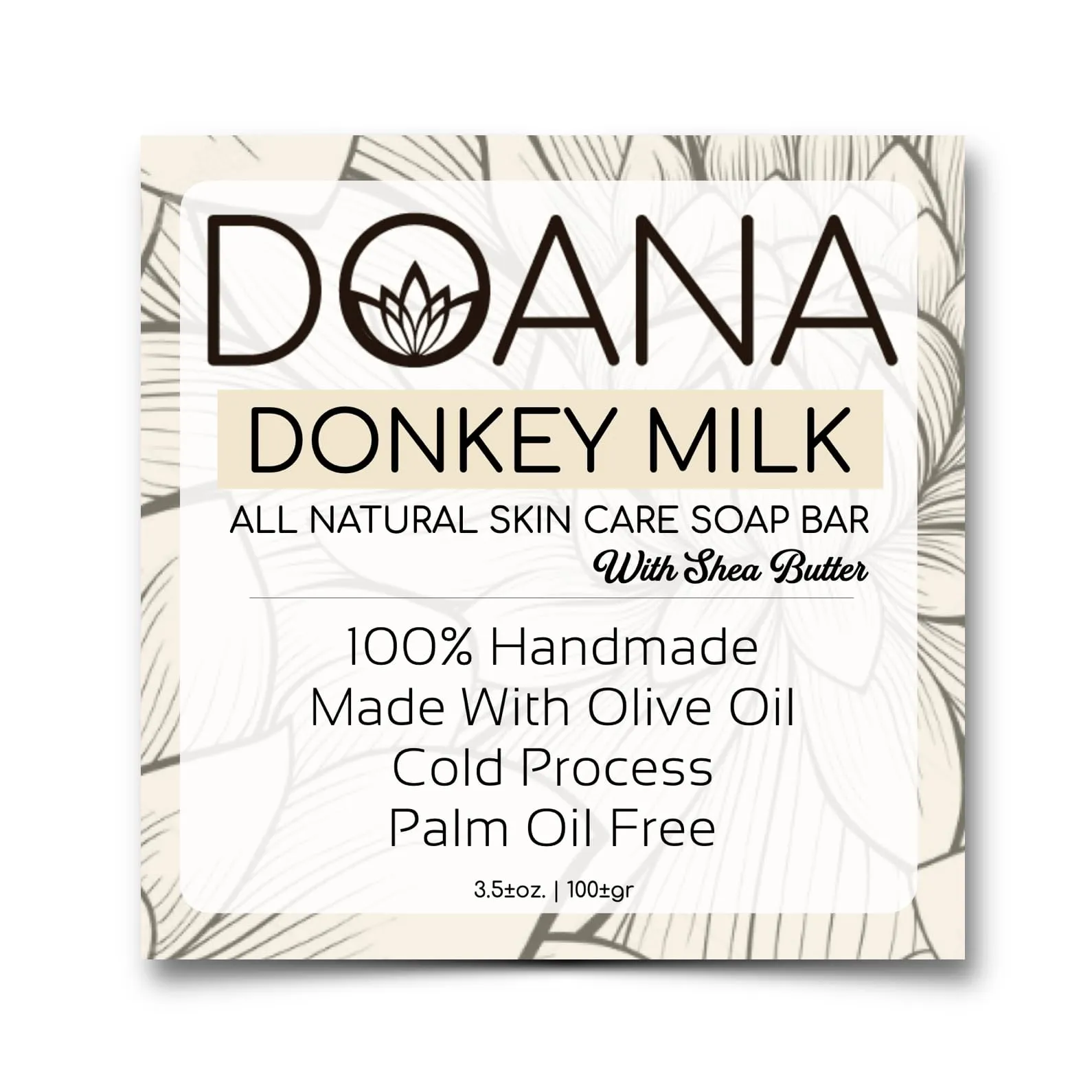 Donkey Milk Soap Bar - Now with SHEA BUTTER - With Olive Oil and Coconut Oil, Palm Oil Free (Pack of 1)