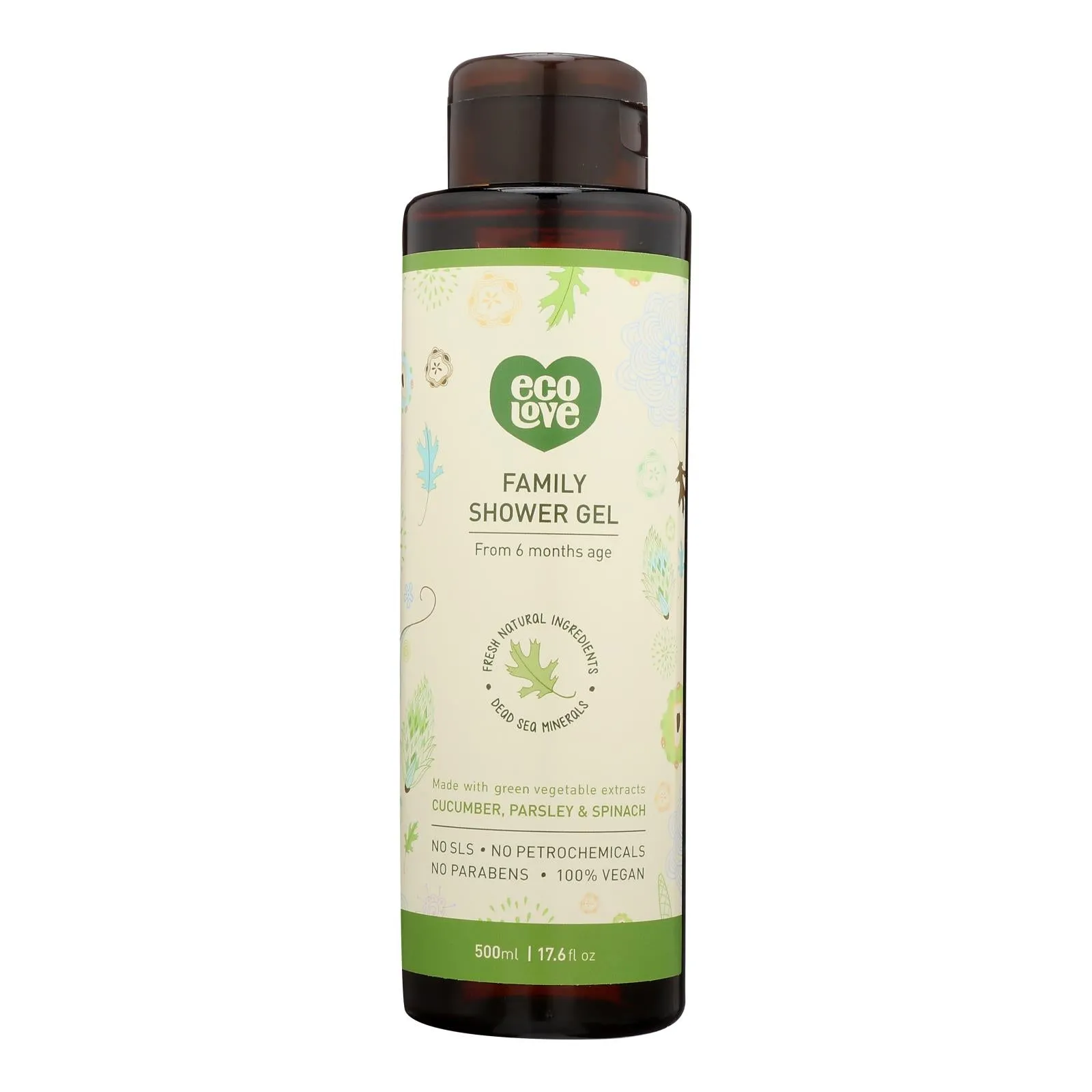 Ecolove Green Vegetables Family Shower Gel for Sensitive Skin (Pack of 500) - 17.6 Fl Oz