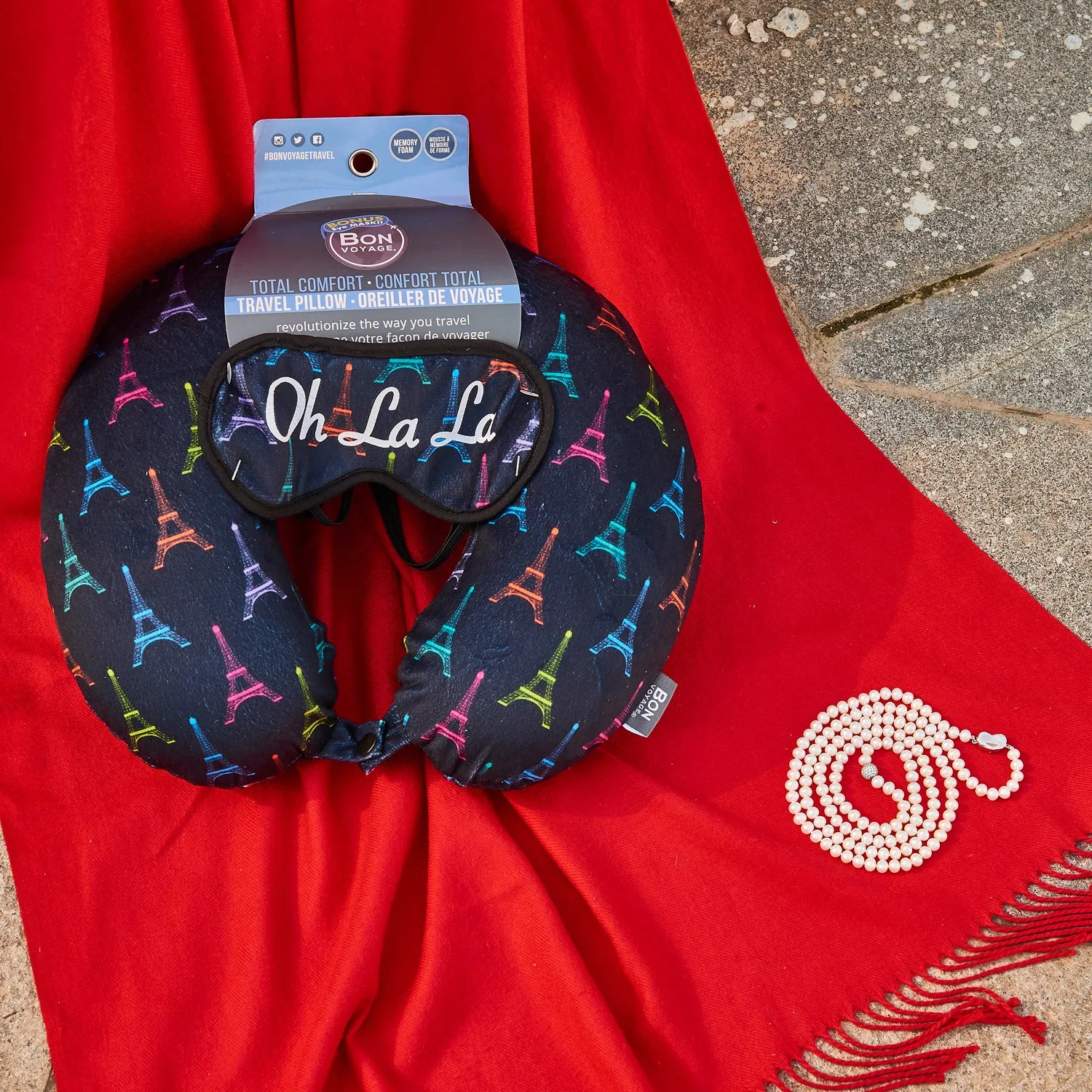 Eye Mask Memory Foam Travel Neck Pillow - OH LA LA
