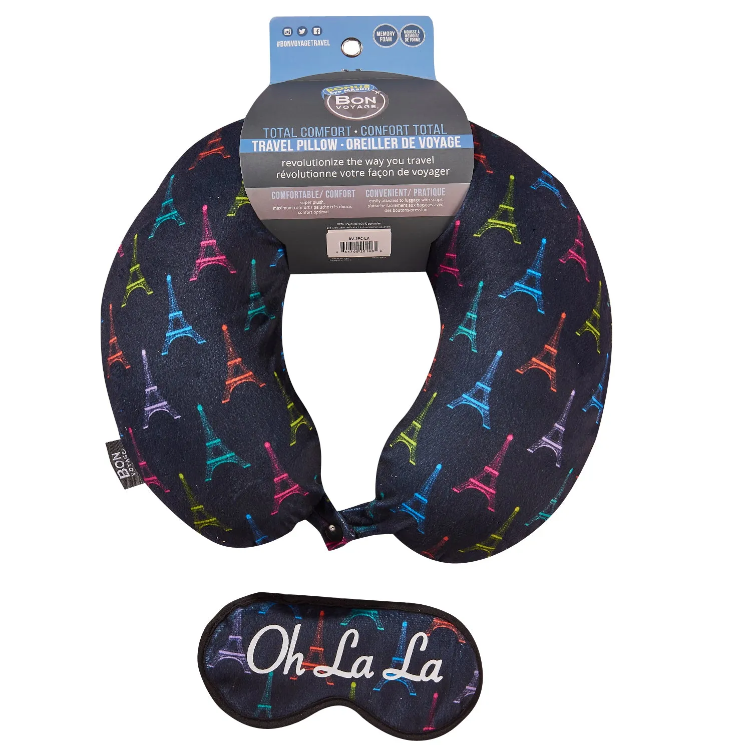 Eye Mask Memory Foam Travel Neck Pillow - OH LA LA
