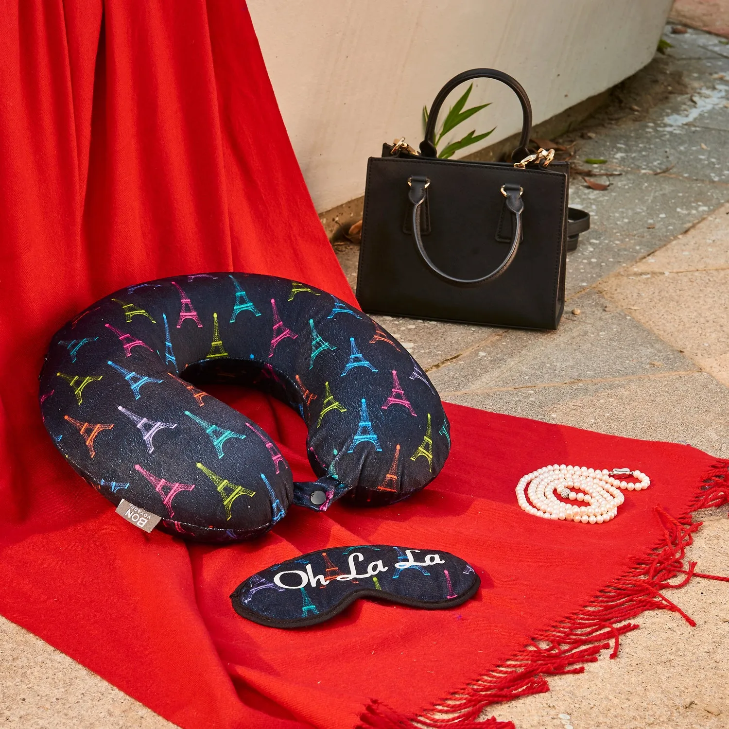 Eye Mask Memory Foam Travel Neck Pillow - OH LA LA