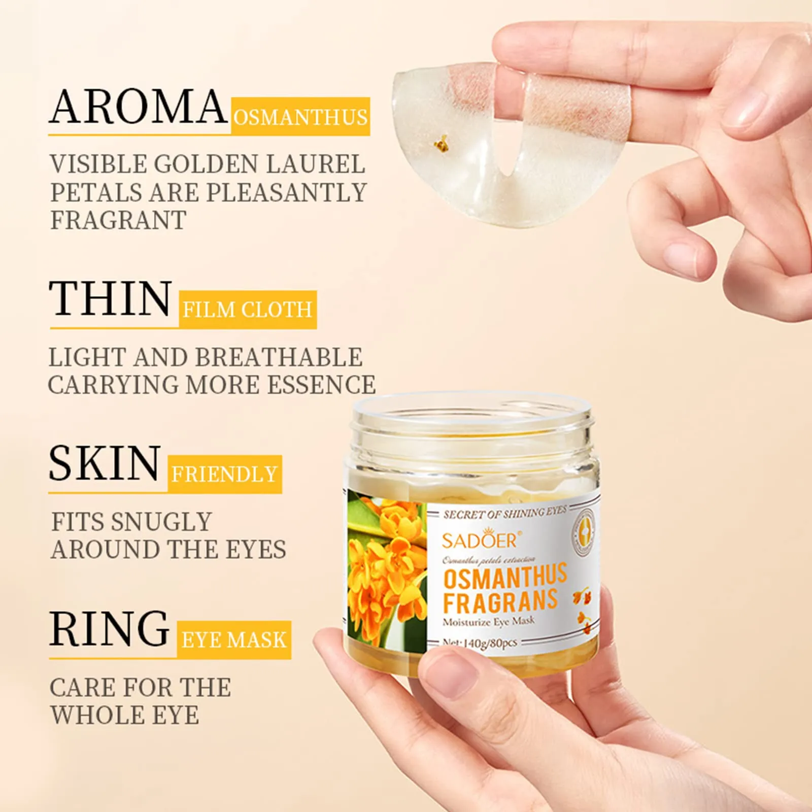 Eye Mask, Under Eye Patches 30 Pairs- Dark Circles, Puffy Eyes Treatments–Reduce Wrinkles and Fine Lines, Hydrating and Anti-Wrinkle Effect Under-Eye Patches with Hyaluronic Acid and Collagen (Osmanthus Fragrans)