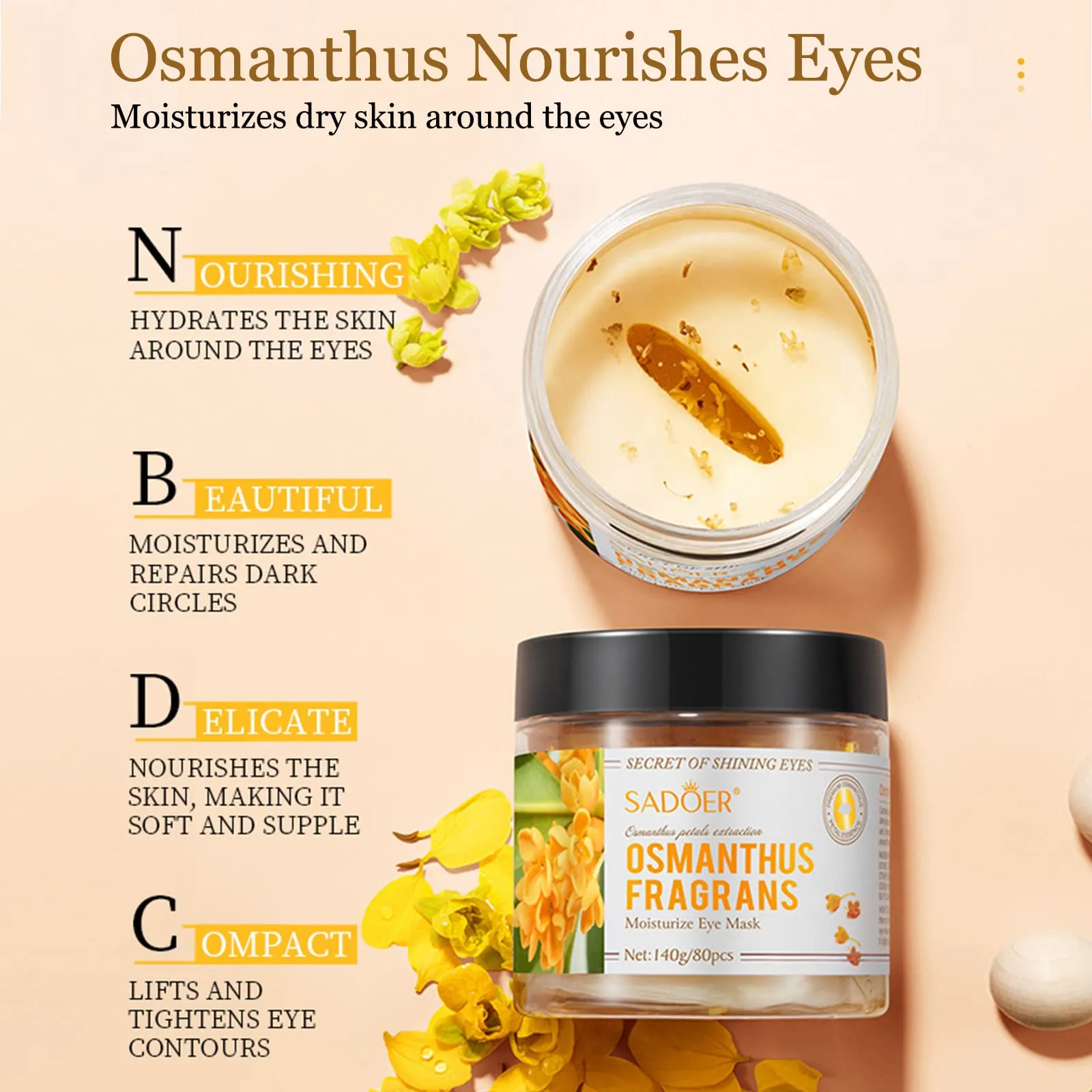 Eye Mask, Under Eye Patches 30 Pairs- Dark Circles, Puffy Eyes Treatments–Reduce Wrinkles and Fine Lines, Hydrating and Anti-Wrinkle Effect Under-Eye Patches with Hyaluronic Acid and Collagen (Osmanthus Fragrans)