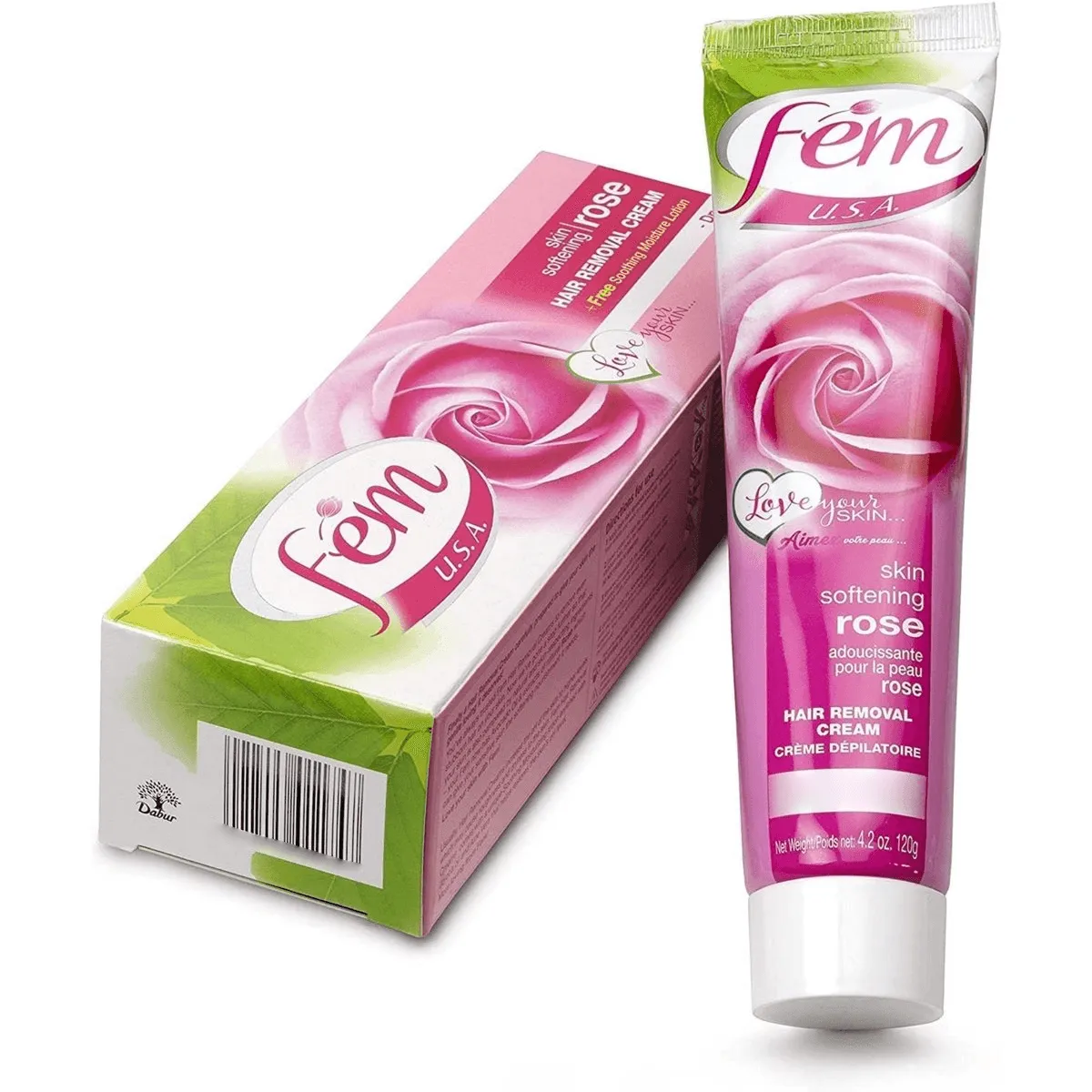 Fem USA Hair Removal Cream With Rose Soft & Moisturizing Skin - 120g