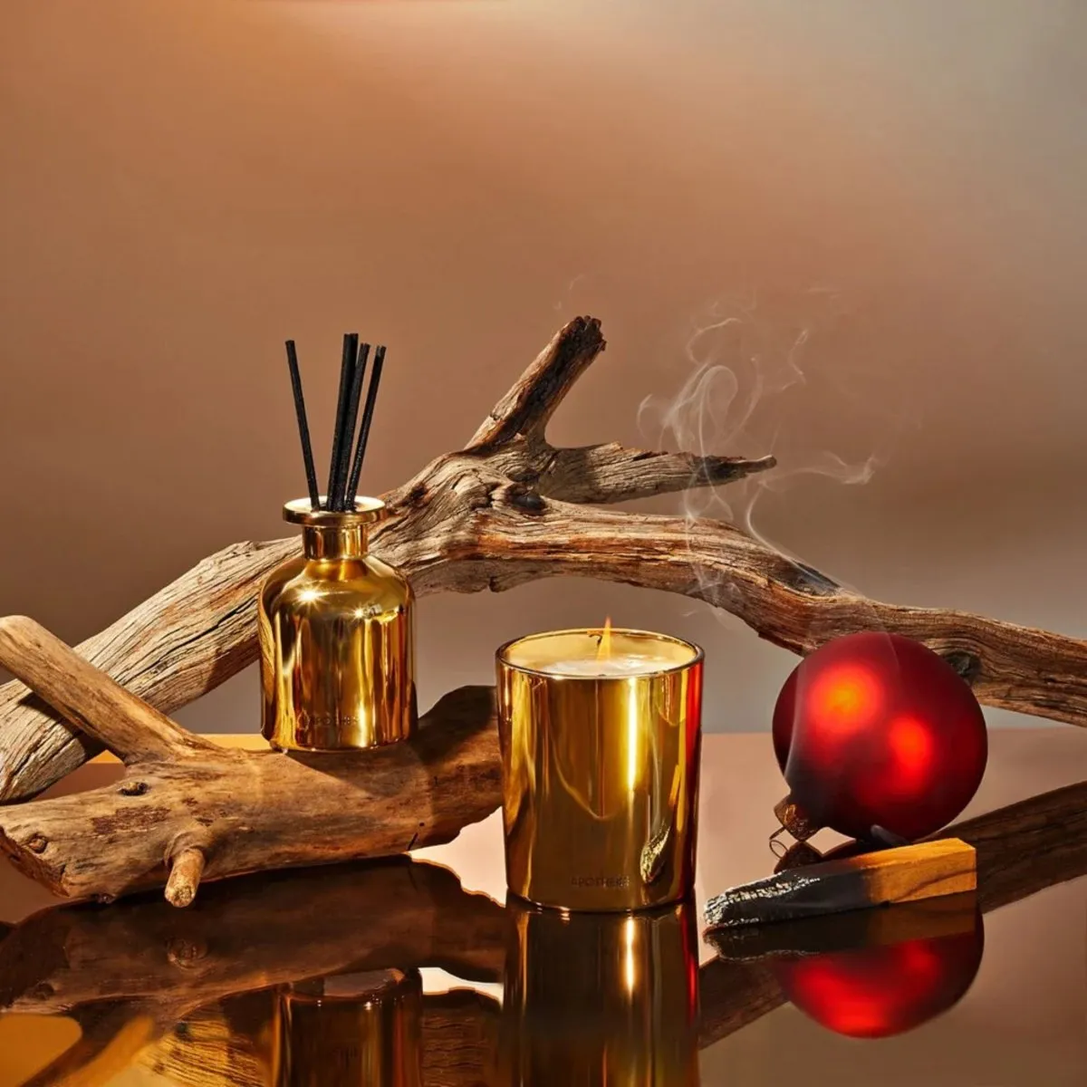Firewood Mini Candle and Reed Diffuser Duo Set