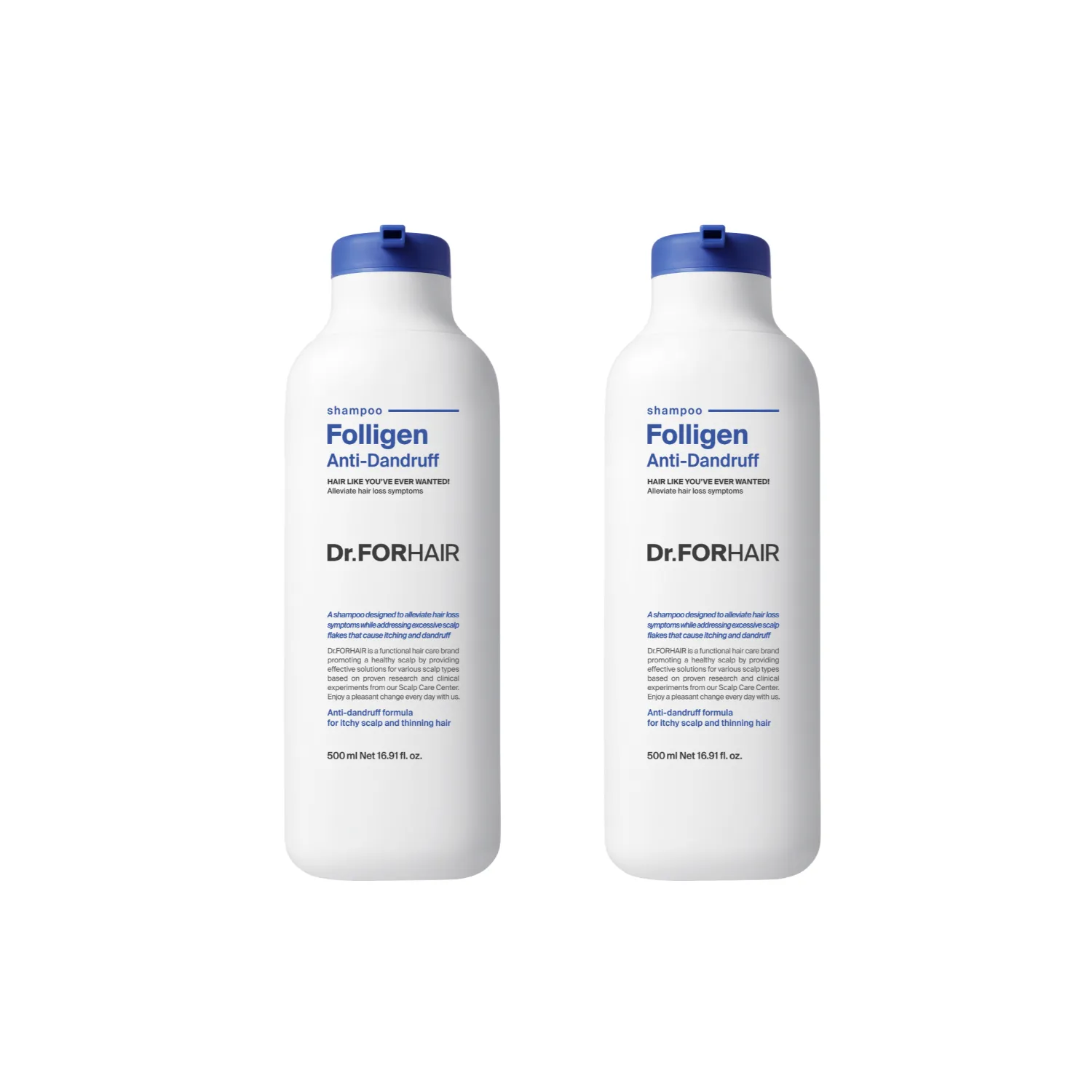 Folligen Anti-dandruff Shampoo 500ml (Twin Pack)