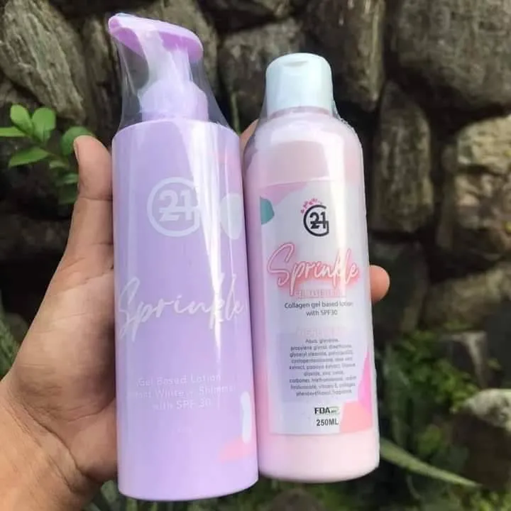 G21 Sprinkle Gel Based Lotion Instant White - Shimmer SPF 30  ( purple bottle )
