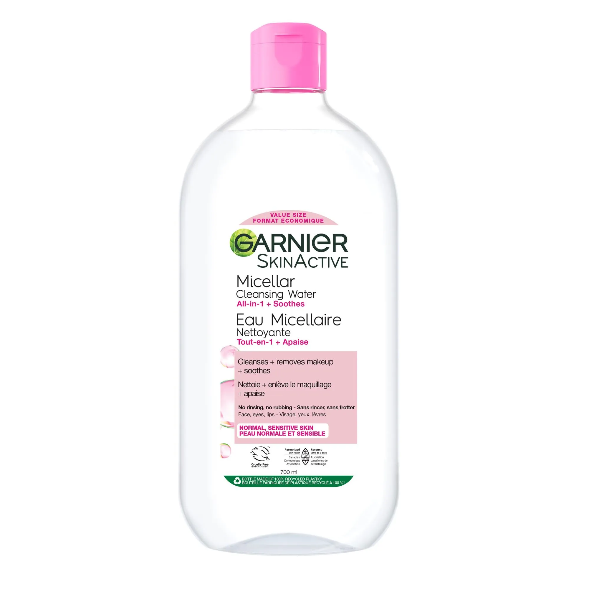 Garnier Micellar Water, Gentle and Hydrating Facial Cleanser & Makeup Remover, Suitable for Sensitive Skin, Vegan, Cruelty Free, Fragrance Free, 700ml