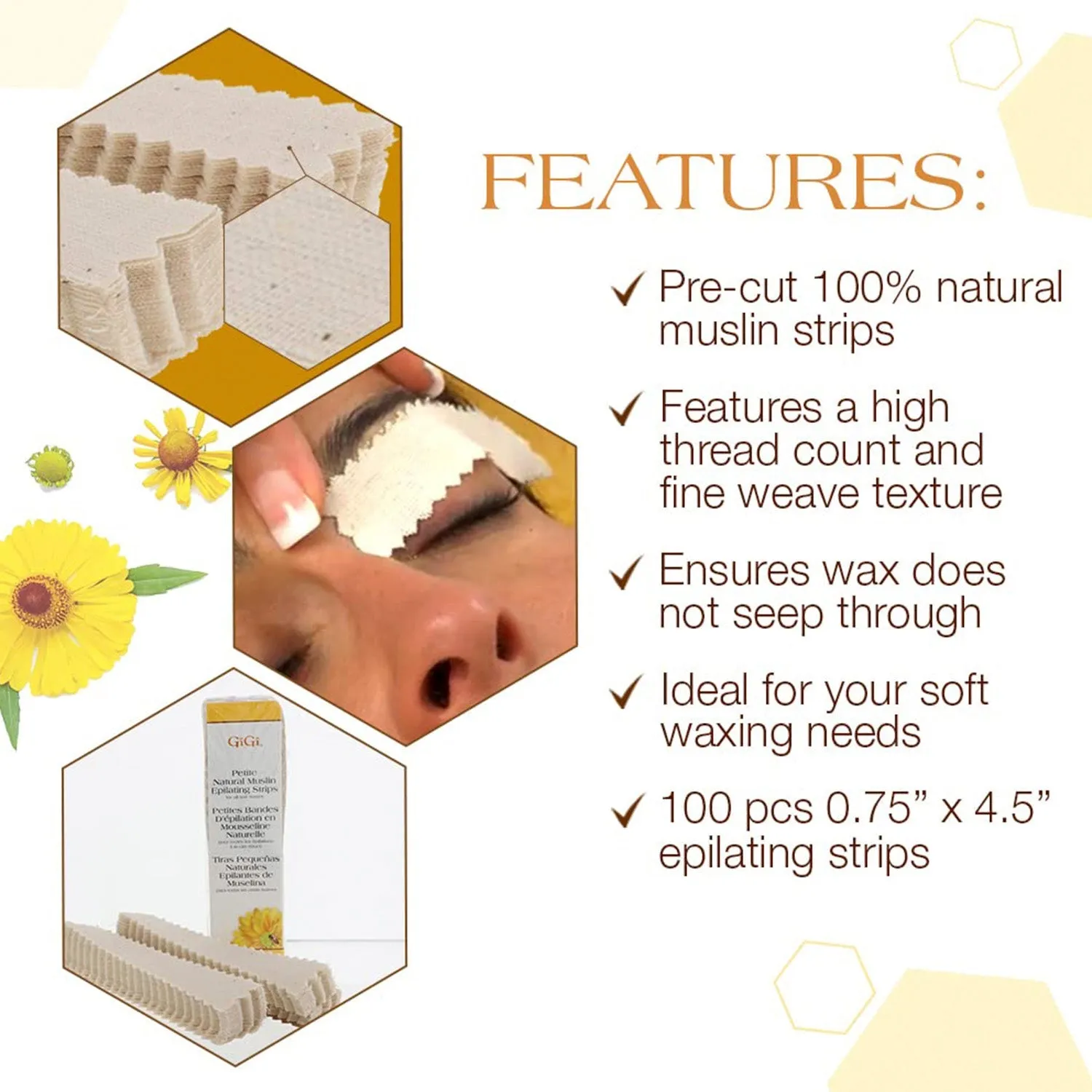 Gigi Petite Natural Muslin Epilating Strips 100pk