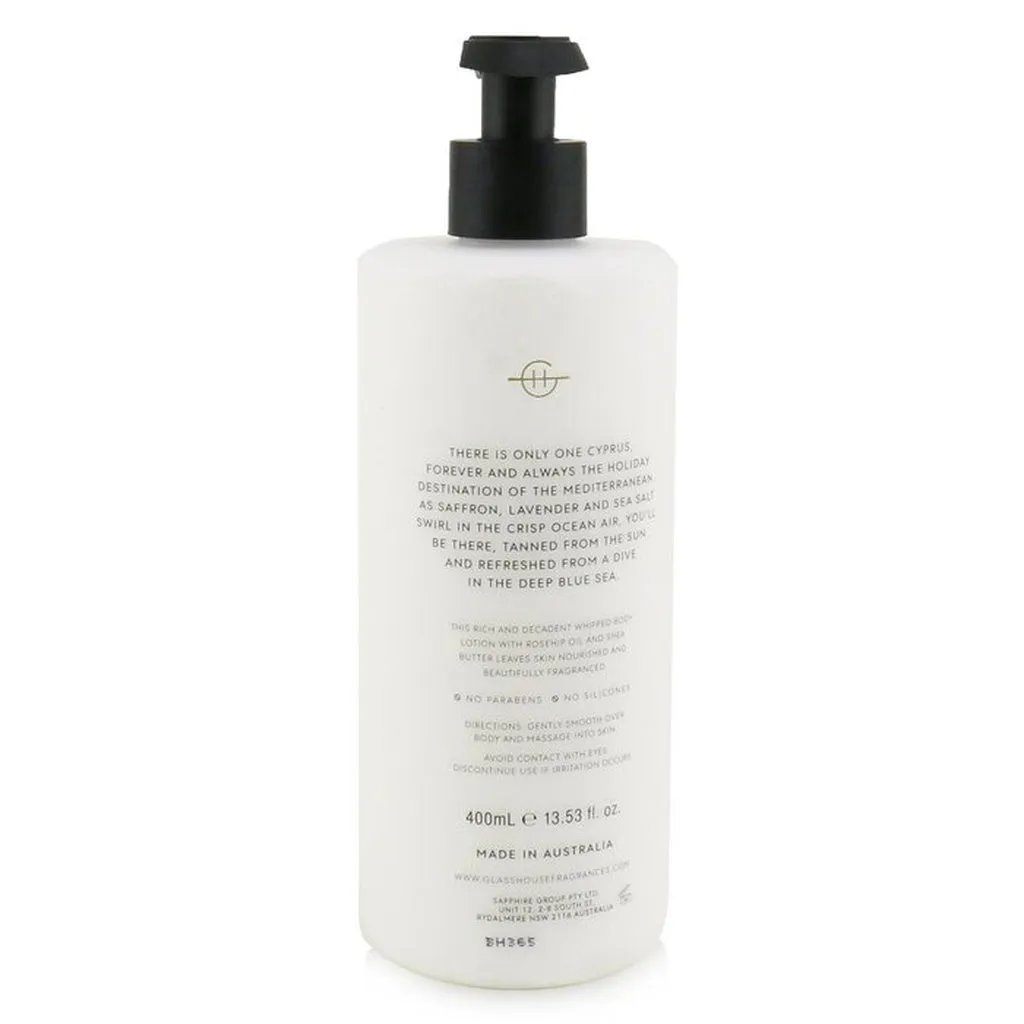 GLASSHOUSE - Body Lotion - Diving Into Cyprus (Sea Salt & Saffron)